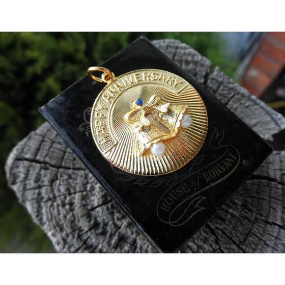 Vintage Happy Anniversary Charm/ Pendant-House of Borvani Anniversary Necklace - Picture 5 of 6